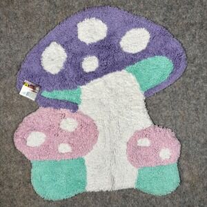 Comfort Bay Mushroom Shaped Rug  23x25 Purple Pink NEW Anti Skid Backing